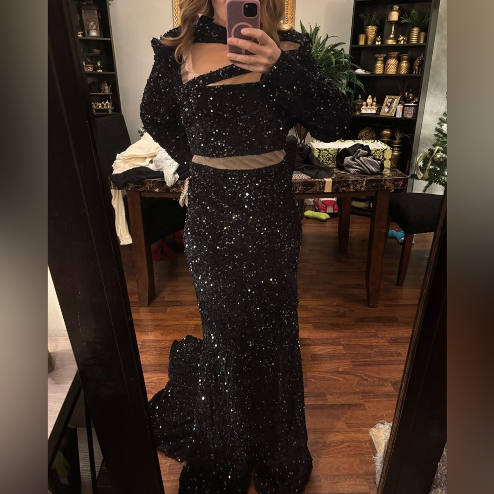 Elegant Black Sequin Gown